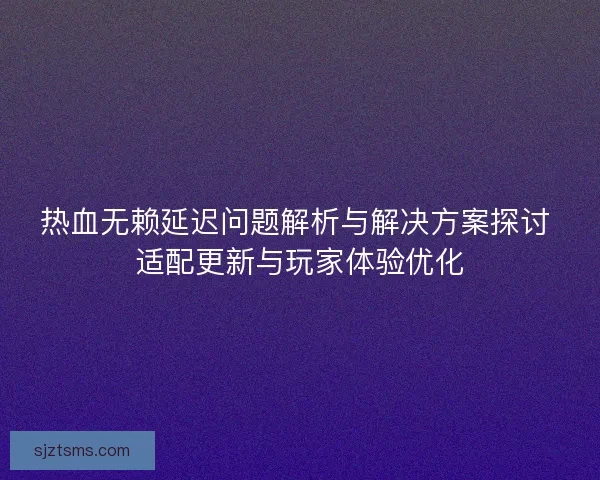 热血无赖延迟问题解析与解决方案探讨 适配更新与玩家体验优化