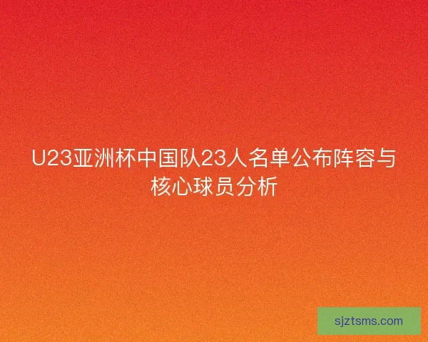 U23亚洲杯中国队23人名单公布阵容与核心球员分析